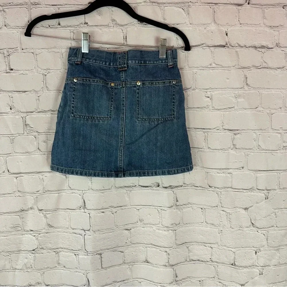 gymboree denim jean skirt with rainbow embroidery and sequins sz 9 2007 Y2K